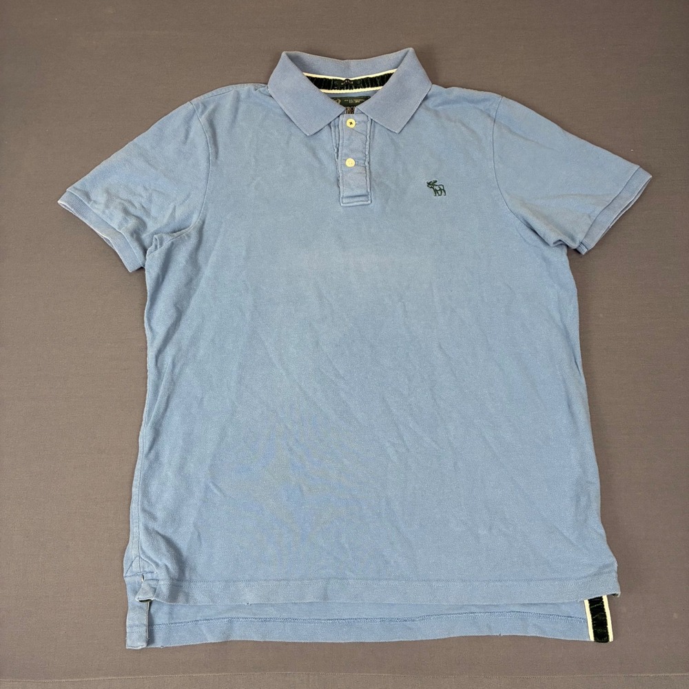 Vintage Y2K Abercrombie & Fitch Muscle Polo Shirt Men's Size Large Baby Blue